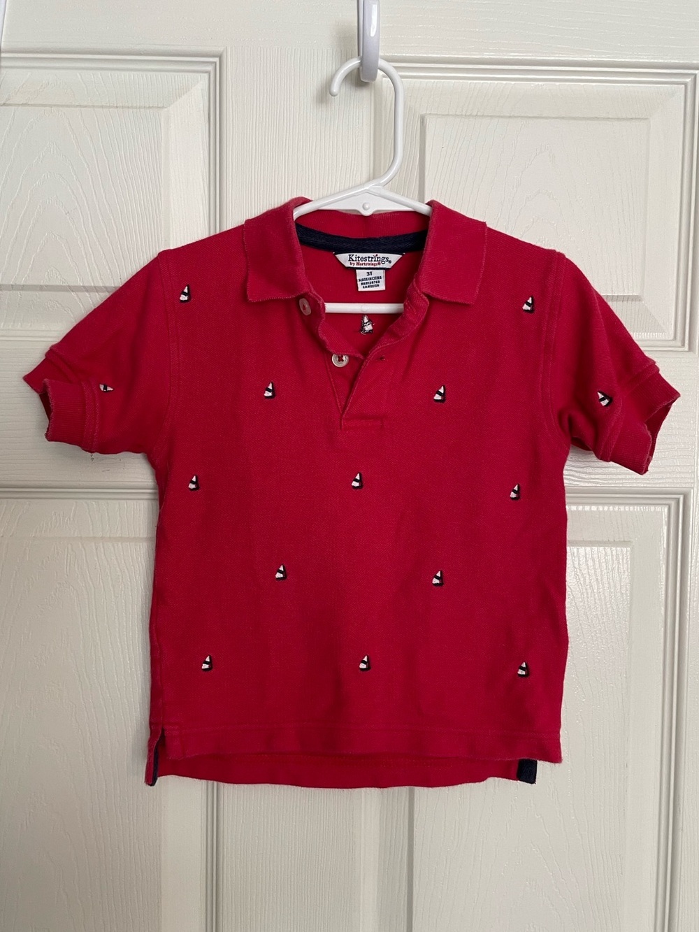 Kitestrings by Hartstrings 3T Boys Red Sailboat Embroidered Polo Shirt